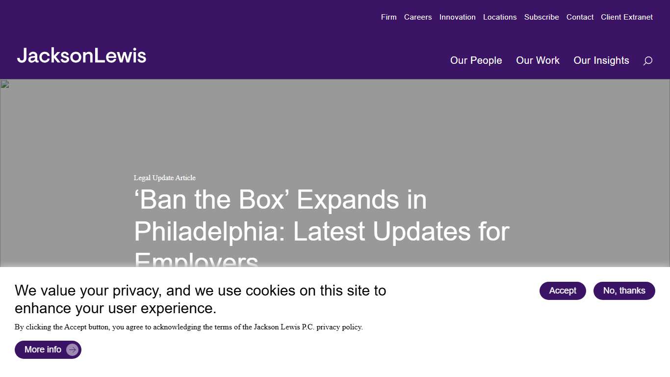 ‘Ban the Box’ Expands in Philadelphia: Latest Updates for Employers - Jackson Lewis