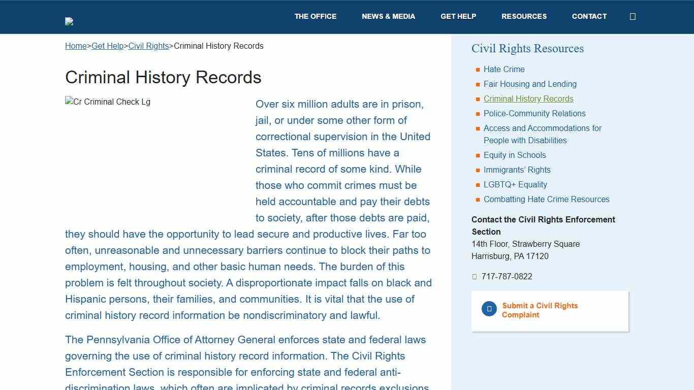 Criminal History Records – PA Office of Attorney General